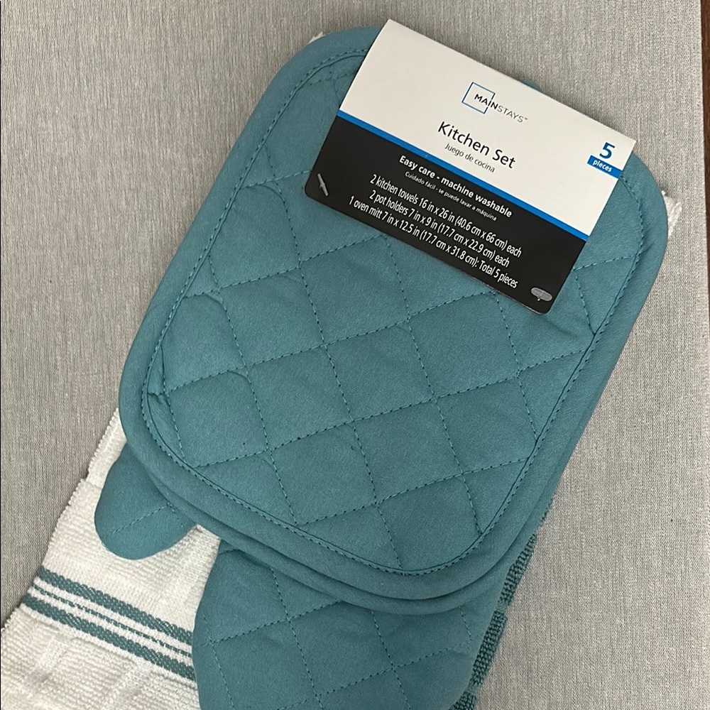 Mainstays Blue Quilted Kitchen Oven Mitt
